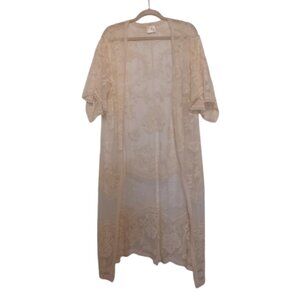 Siren Lily Maternity Cream Boho Maxi Cardigan Kimono Lace Flare Sleeve Cover Top